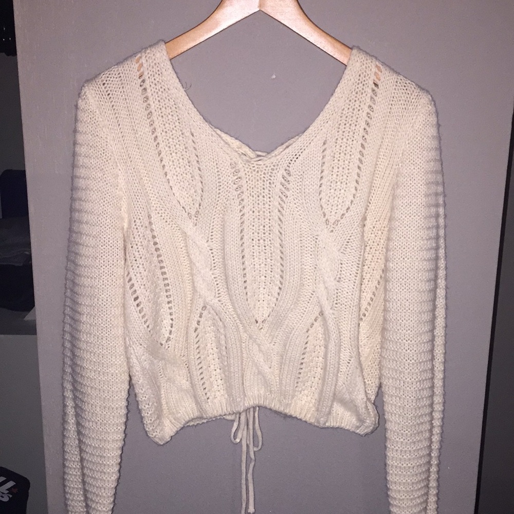 Lace crop sweater